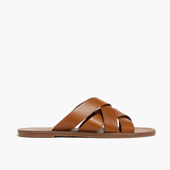 Madewell Boardwalk Woven Slide Sandal in English Saddle - Picture 2 of 10